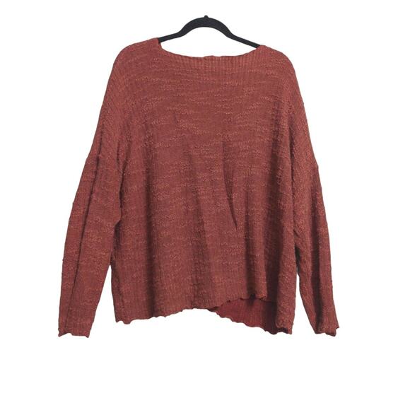 Cut Loose Womens Pullover Sweater Brown Long Sleeve Boat Neck Pockets One Size - Picture 4 of 7